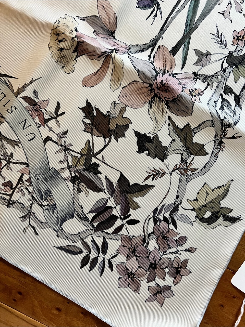 Dior Floral Silk Scarf in Ivory, Taupe, Olive, and Mauve - Picture 5 of 11